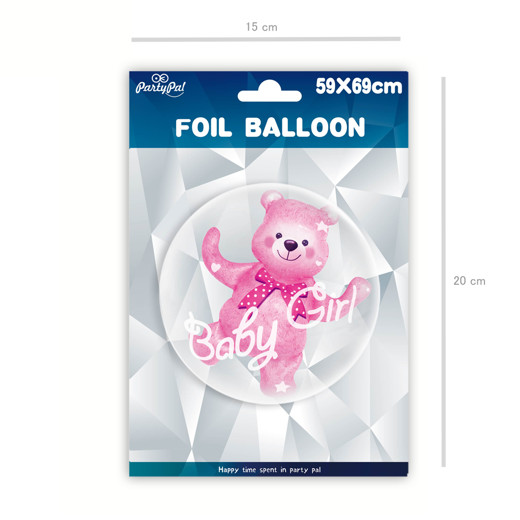 Balon foliowy Baby Girl Miś 59cm x 69cm