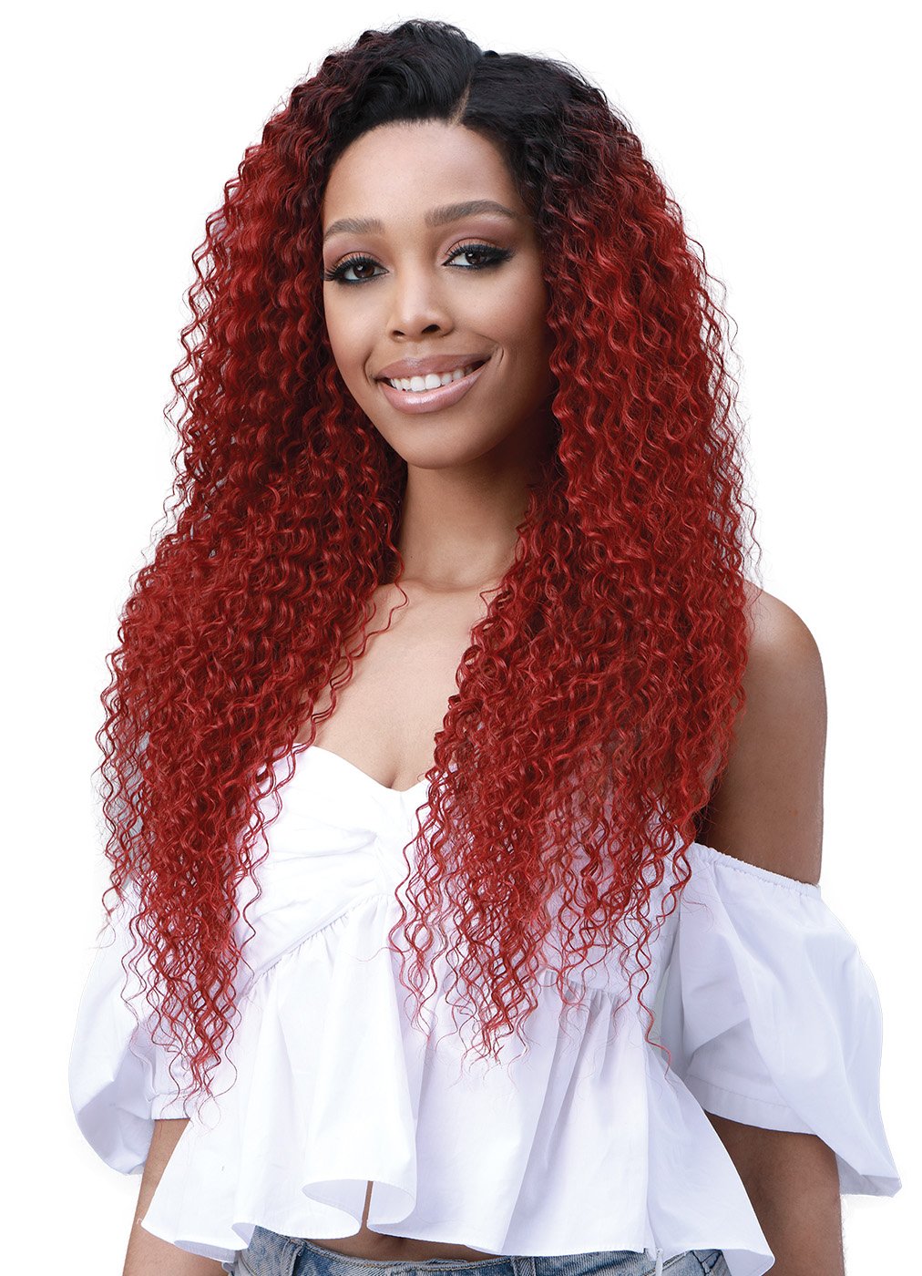 Bobbi Boss Human Hair Blend 13X6 Frontal Lace Wig MOGLWJE26 JERRY CURL 26