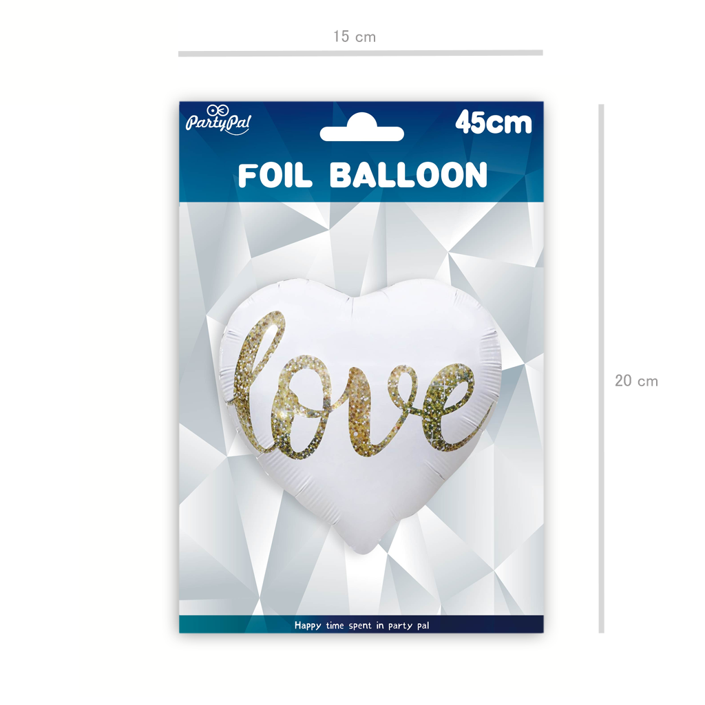 Balon foliowy biały z nadrukiem love 18cali