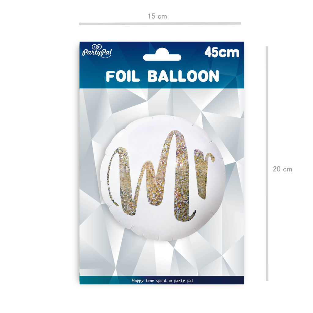 Balon foliowy biały z nadrukiem Mr 18cali