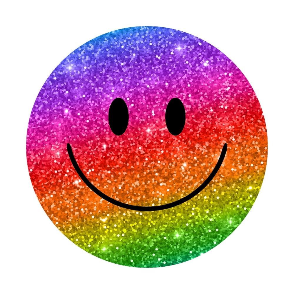 Acrylic Mountable Smilies! - 7x7 inch / Rainbow Sparkle