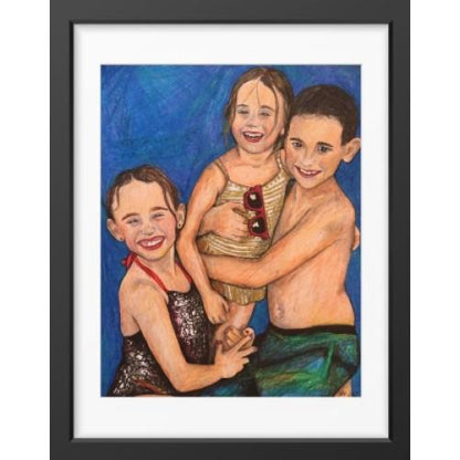Custom Drawn Portrait - 17x20 / Black Frame / Buy - Custom Art