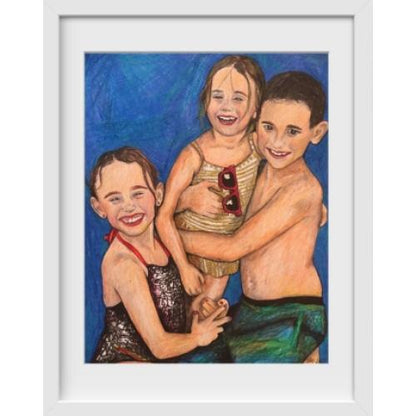 Custom Drawn Portrait - 17x20 / White Frame / Buy - Custom Art